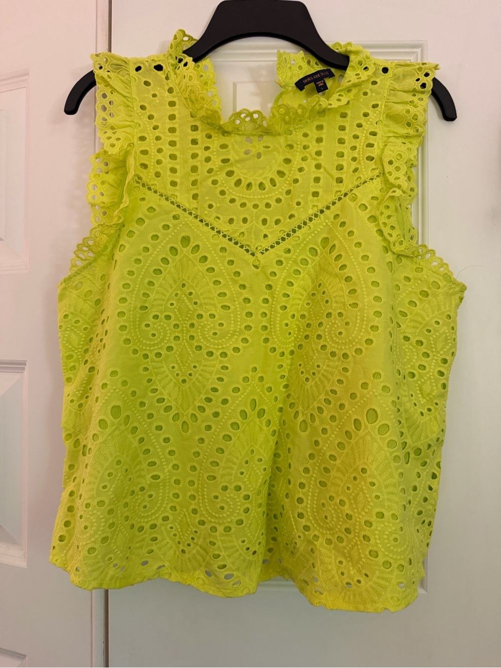 Skies Are Blue Neon Yellow Eyelet Ruffle Camisole
